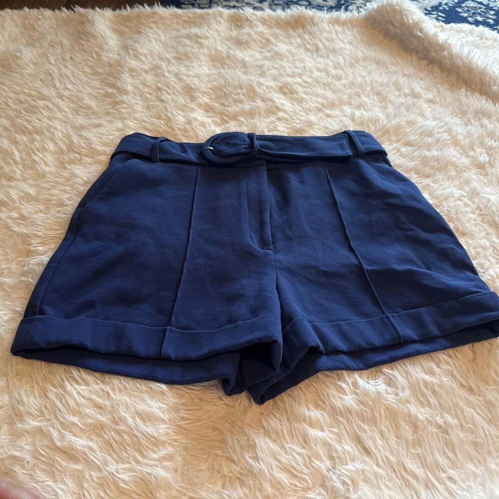 Express Women's Front Buckle Shorts - Navy Size 10